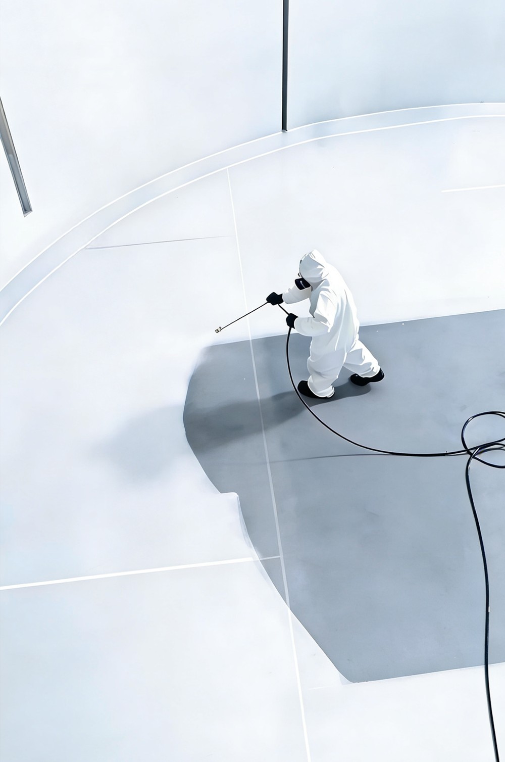 Industrial protective coating application inside storage tank for corrosion protection